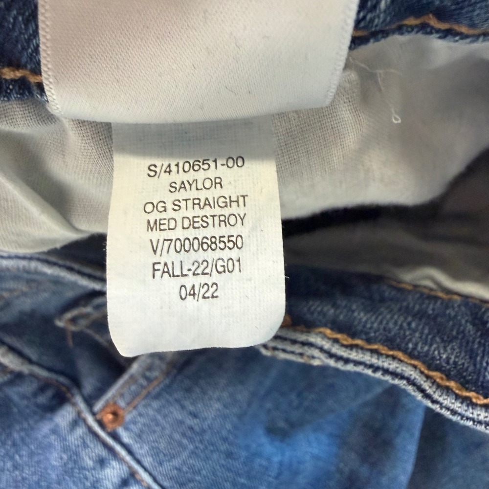 Old Navy Women's 12 Blue OG Straight High Rise Distressed Raw Hem Jeans - Picture 14 of 14